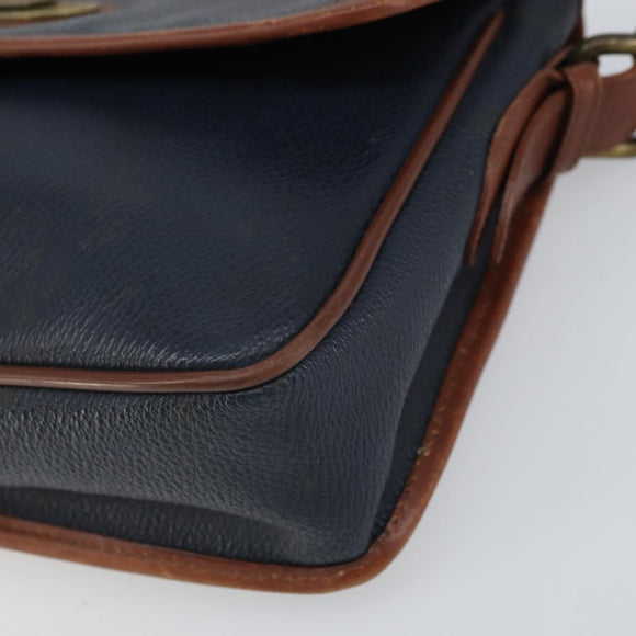Burberrys Shoulder Bag PVC Navy Gold Auth SW2040