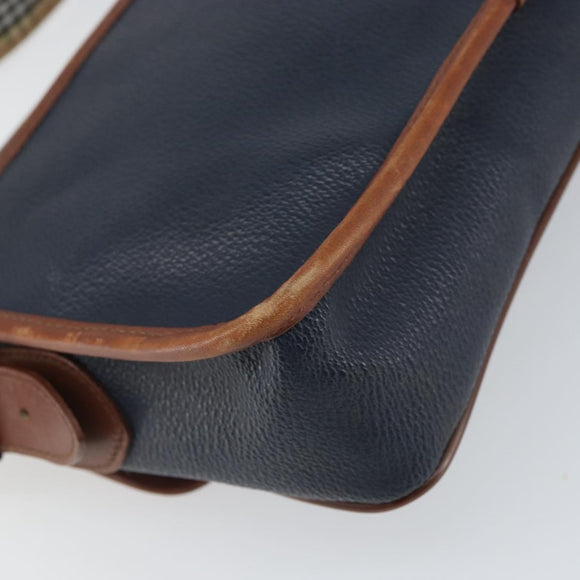Burberrys Shoulder Bag PVC Navy Gold Auth SW2040