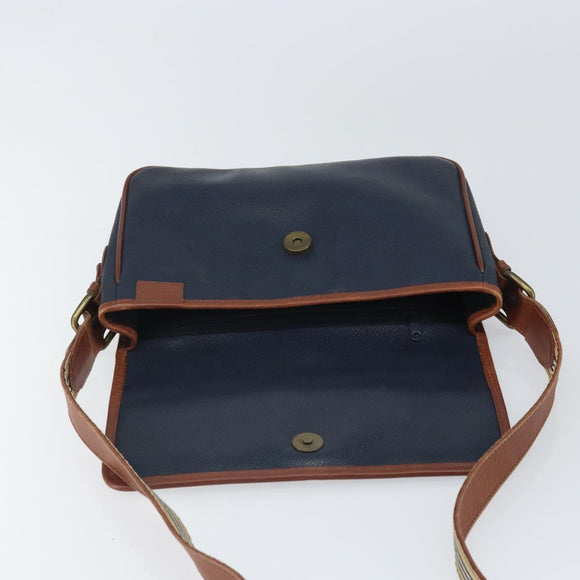Burberrys Shoulder Bag PVC Navy Gold Auth SW2040