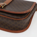 CELINE Macadam Canvas Shoulder Bag PVC Leather Brown Gold Auth SW2043-9
