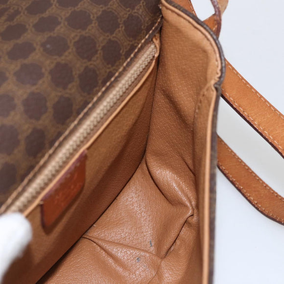 CELINE Macadam Canvas Shoulder Bag PVC Leather Brown Gold Auth SW2043