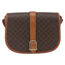 CELINE Macadam Canvas Shoulder Bag PVC Leather Brown Gold Auth SW2043-13