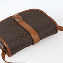CELINE Macadam Canvas Shoulder Bag PVC Leather Brown Gold Auth SW2043-6