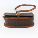 CELINE Macadam Canvas Shoulder Bag PVC Leather Brown Gold Auth SW2043-5