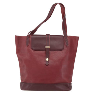 CARTIER Tote Bag Leather Bordeaux Gold Auth SW2045 - 0