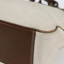BURBERRY Blue Label Chain Tote Bag Canvas Beige Silver Auth SW2047-9