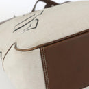 BURBERRY Blue Label Chain Tote Bag Canvas Beige Silver Auth SW2047-14