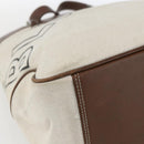 BURBERRY Blue Label Chain Tote Bag Canvas Beige Silver Auth SW2047-16