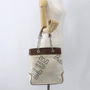 BURBERRY Blue Label Chain Tote Bag Canvas Beige Silver Auth SW2047-22