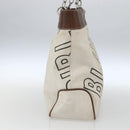 BURBERRY Blue Label Chain Tote Bag Canvas Beige Silver Auth SW2047-3