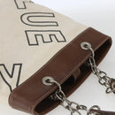 BURBERRY Blue Label Chain Tote Bag Canvas Beige Silver Auth SW2047-6