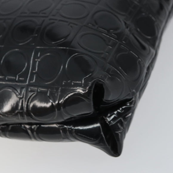 Salvatore Ferragamo Shoulder Bag Patent leather Black Silver Auth SW2048