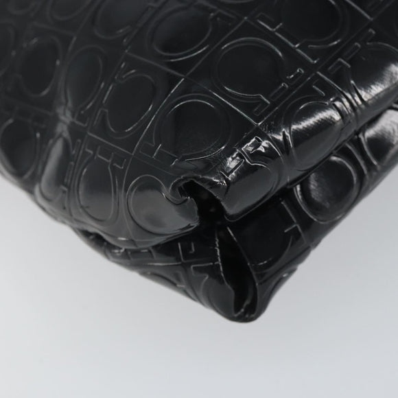 Salvatore Ferragamo Shoulder Bag Patent leather Black Silver Auth SW2048