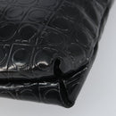 Salvatore Ferragamo Shoulder Bag Patent leather Black Silver Auth SW2048-12