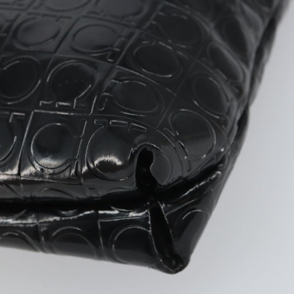 Salvatore Ferragamo Shoulder Bag Patent leather Black Silver Auth SW2048