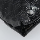Salvatore Ferragamo Shoulder Bag Patent leather Black Silver Auth SW2048-13
