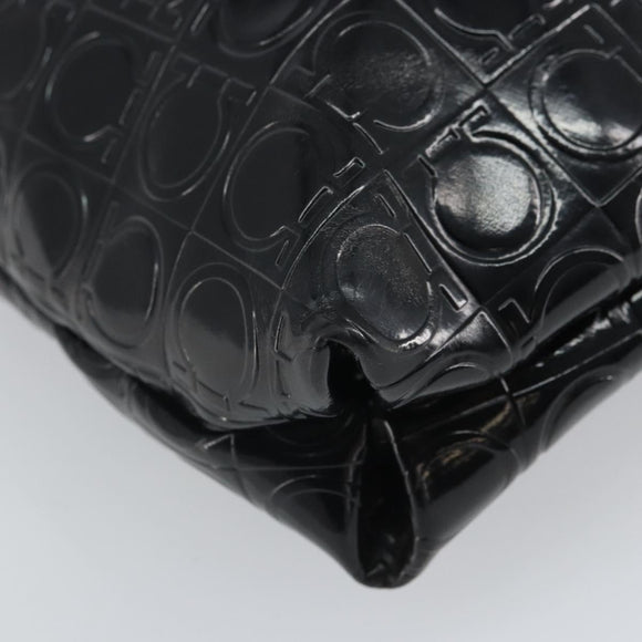 Salvatore Ferragamo Shoulder Bag Patent leather Black Silver Auth SW2048