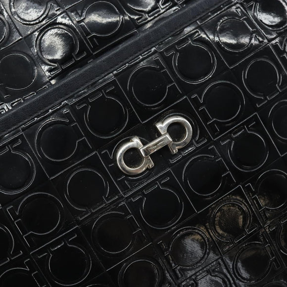 Salvatore Ferragamo Shoulder Bag Patent leather Black Silver Auth SW2048