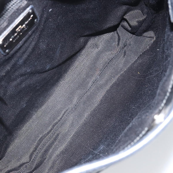 Salvatore Ferragamo Shoulder Bag Patent leather Black Silver Auth SW2048