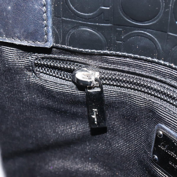 Salvatore Ferragamo Shoulder Bag Patent leather Black Silver Auth SW2048
