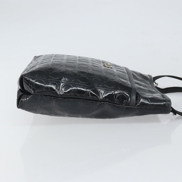 Salvatore Ferragamo Shoulder Bag Patent leather Black Silver Auth SW2048