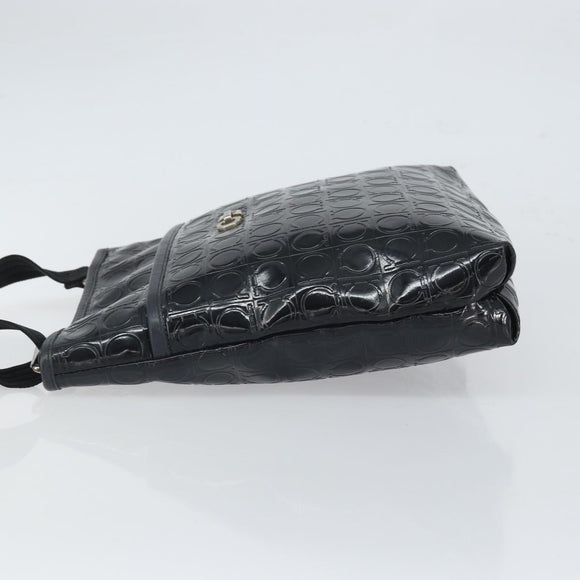 Salvatore Ferragamo Shoulder Bag Patent leather Black Silver Auth SW2048