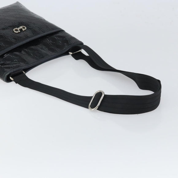 Salvatore Ferragamo Shoulder Bag Patent leather Black Silver Auth SW2048