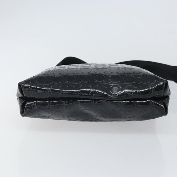 Salvatore Ferragamo Shoulder Bag Patent leather Black Silver Auth SW2048