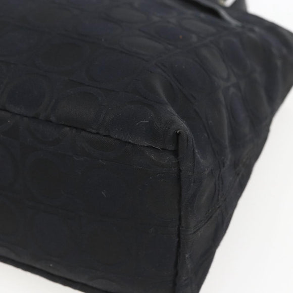 Salvatore Ferragamo Tote Bag Nylon Black Silver Auth SW2049