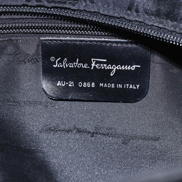 Salvatore Ferragamo Tote Bag Nylon Black Silver Auth SW2049