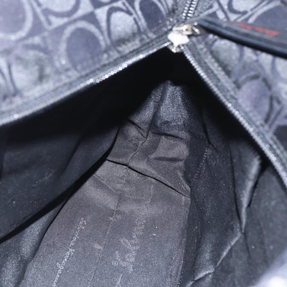 Salvatore Ferragamo Tote Bag Nylon Black Silver Auth SW2049