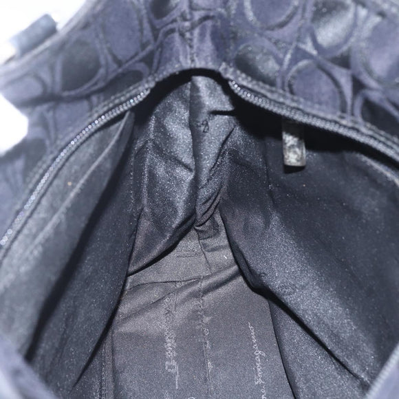 Salvatore Ferragamo Tote Bag Nylon Black Silver Auth SW2049