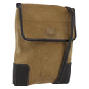 LOEWE Anagram Shoulder Bag Suede Beige Gold Auth SW2050-1