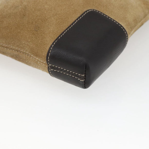 LOEWE Anagram Shoulder Bag Suede Beige Gold Auth SW2050