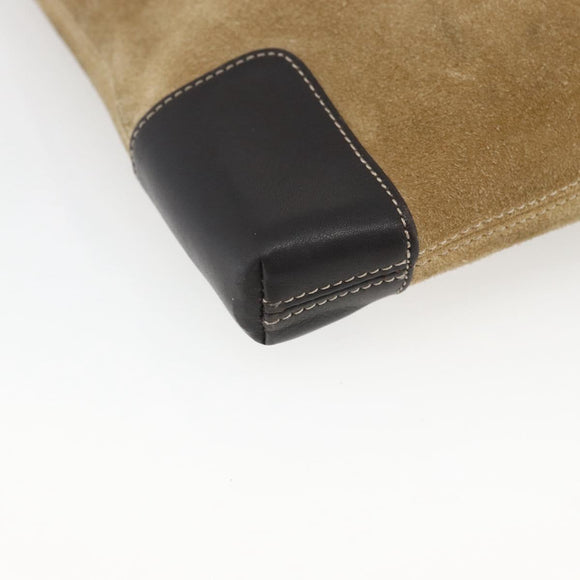 LOEWE Anagram Shoulder Bag Suede Beige Gold Auth SW2050