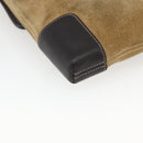 LOEWE Anagram Shoulder Bag Suede Beige Gold Auth SW2050-16