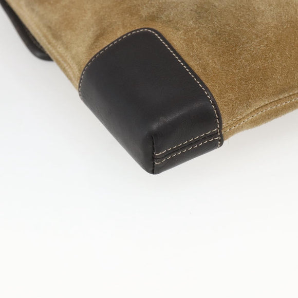 LOEWE Anagram Shoulder Bag Suede Beige Gold Auth SW2050