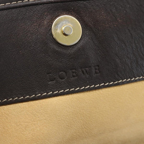 LOEWE Anagram Shoulder Bag Suede Beige Gold Auth SW2050