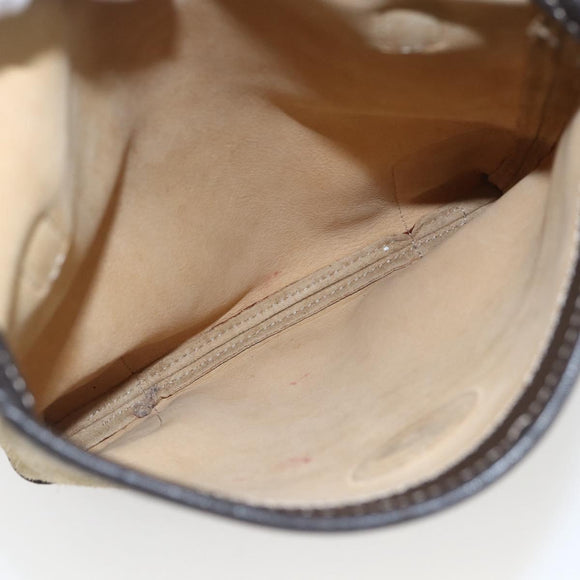 LOEWE Anagram Shoulder Bag Suede Beige Gold Auth SW2050