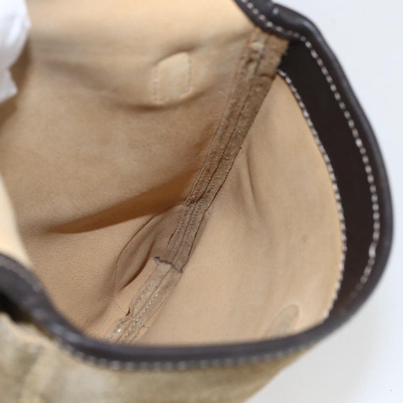 LOEWE Anagram Shoulder Bag Suede Beige Gold Auth SW2050