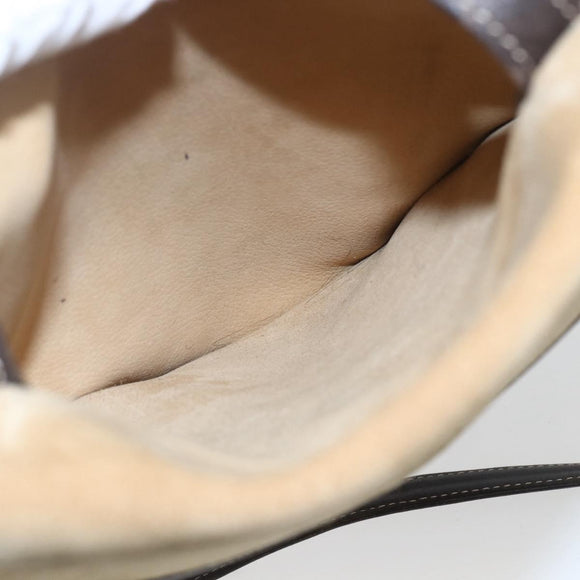 LOEWE Anagram Shoulder Bag Suede Beige Gold Auth SW2050