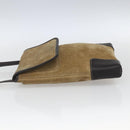 LOEWE Anagram Shoulder Bag Suede Beige Gold Auth SW2050-3