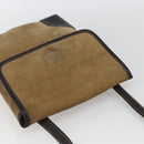 LOEWE Anagram Shoulder Bag Suede Beige Gold Auth SW2050-6