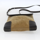 LOEWE Anagram Shoulder Bag Suede Beige Gold Auth SW2050-5