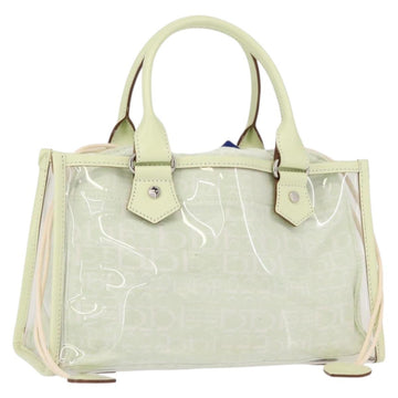 BURBERRY Hand Bag Vinyl LIme Green Silver Auth SW2051