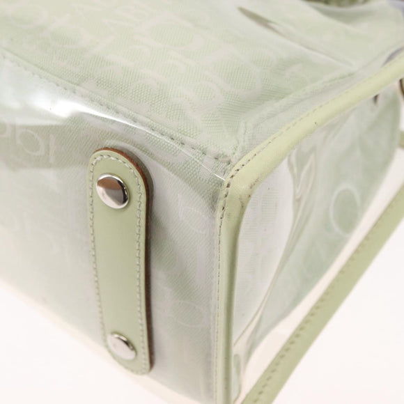 BURBERRY Hand Bag Vinyl LIme Green Silver Auth SW2051