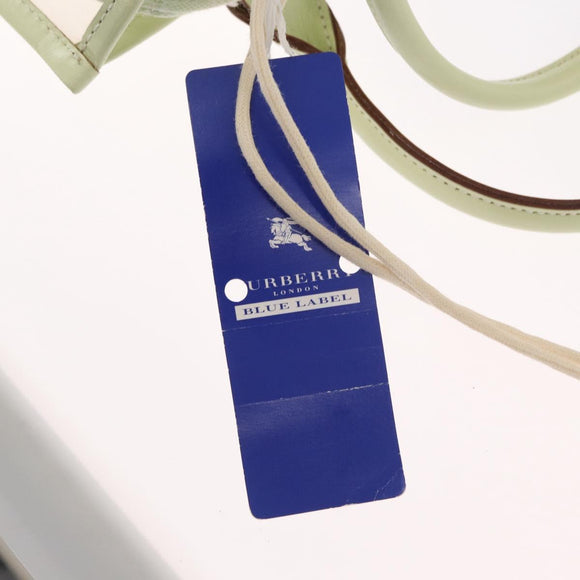 BURBERRY Hand Bag Vinyl LIme Green Silver Auth SW2051