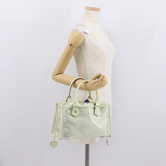 BURBERRY Hand Bag Vinyl LIme Green Silver Auth SW2051