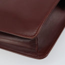 CARTIER Clutch Bag Leather Bordeaux Gold Auth SW2053-15