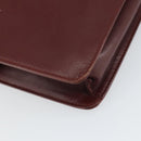 CARTIER Clutch Bag Leather Bordeaux Gold Auth SW2053-16
